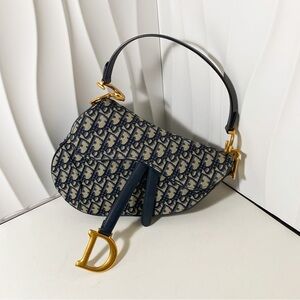 DIOR Saddle Medium Bag Blue Oblique Jacquard